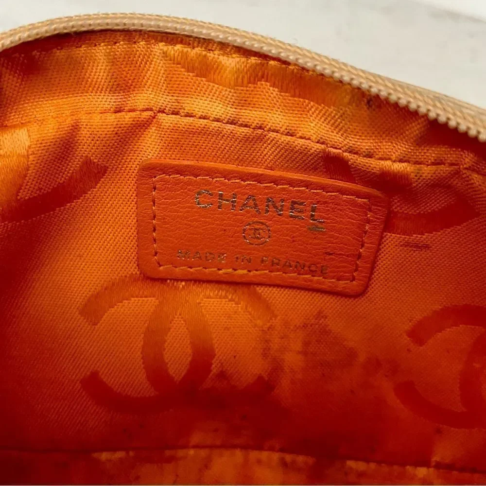 CHANEL CC Cambon line leather pouch Beige/orange - Picture 6 of 15